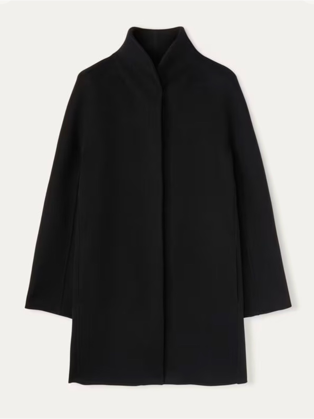 Classic Black Stand-Collar 100% royal cashmere Trench Coat